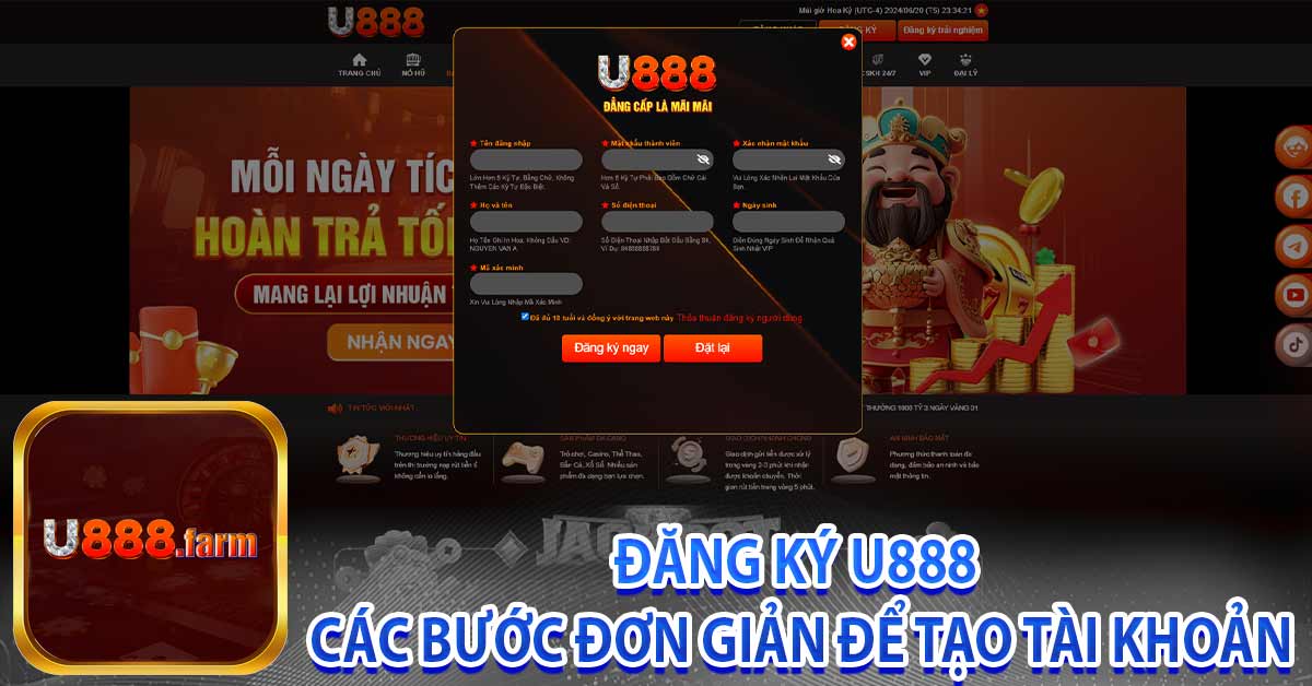 Đăng Ký U888 – Các bước đơn giản để tạo tài khoản