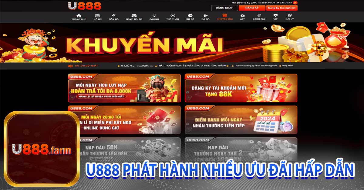 Nhà cái u888 phát hành nhiều ưu đãi khuyến mãi siêu lớn